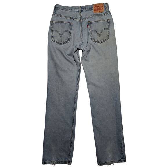 Levi’s 505 Regular Fit Jeans Light Wash Men’s 34x36 Straight Leg Distressed Fade - Picture 7 of 15